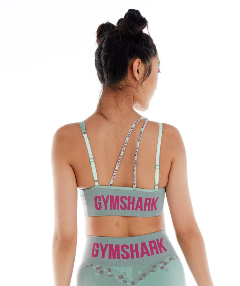 Women's Gymshark Wtflex Cyborg Seamless Sports Bra Light Green | NZ 8FXEJD